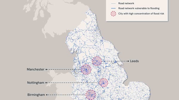 Joined-up government data reveals scale of flood risk to transport networks
